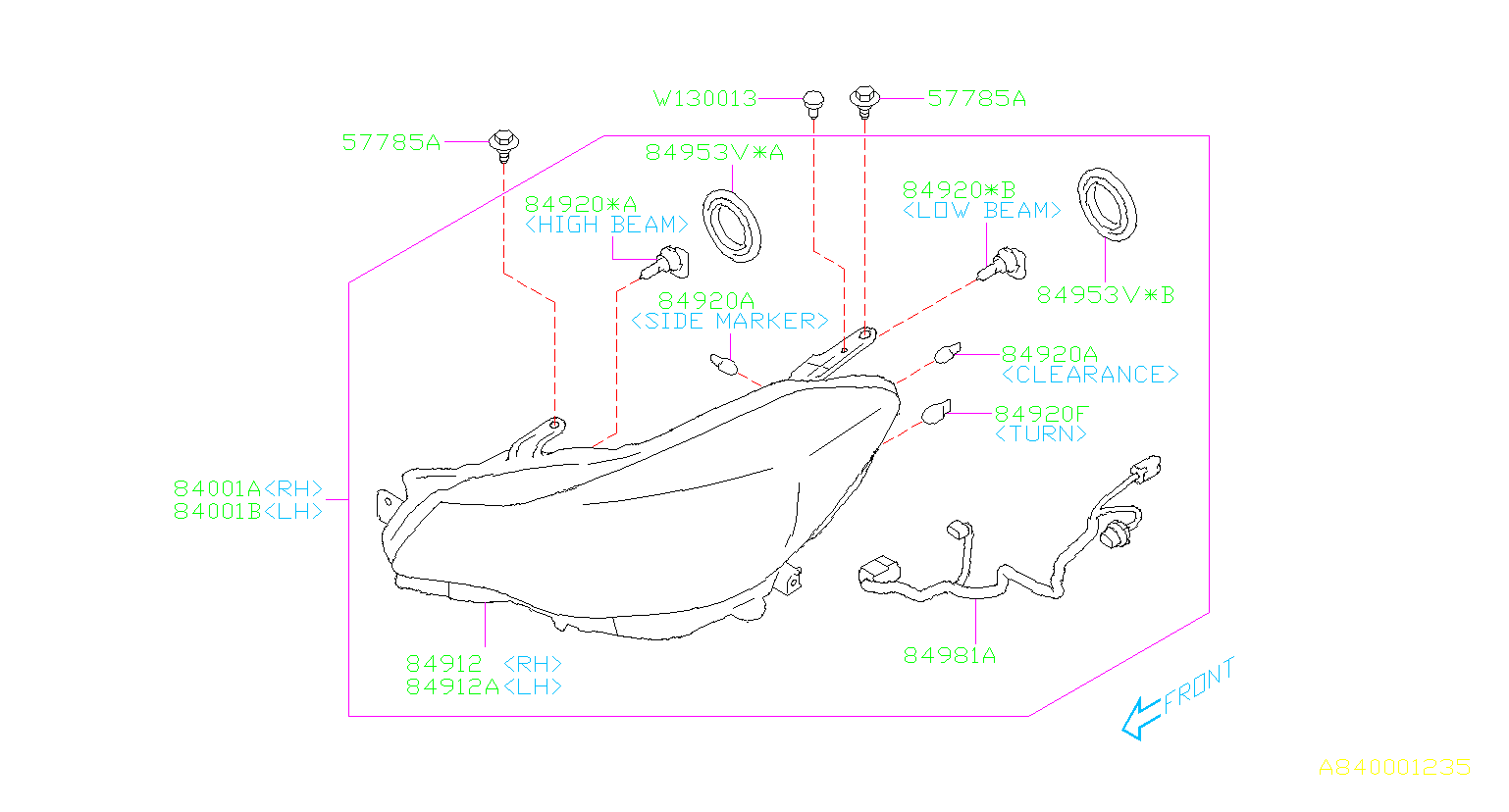 2013 Subaru Headlight (Right). Lens and Body Head Lamp. Lens and Body